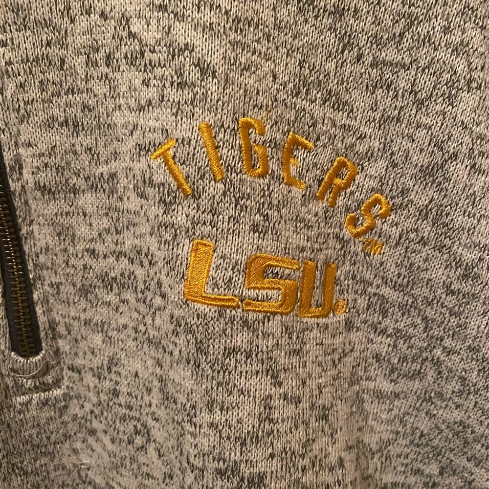 🟣🟡LSU Champion Gray Quarter-Zip Sweater-Size XL - Picture 2 of 4